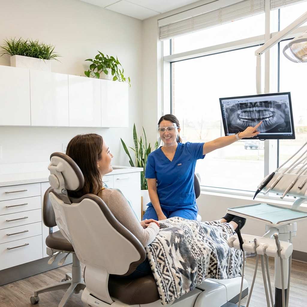 Dentist explaining treatment to patient